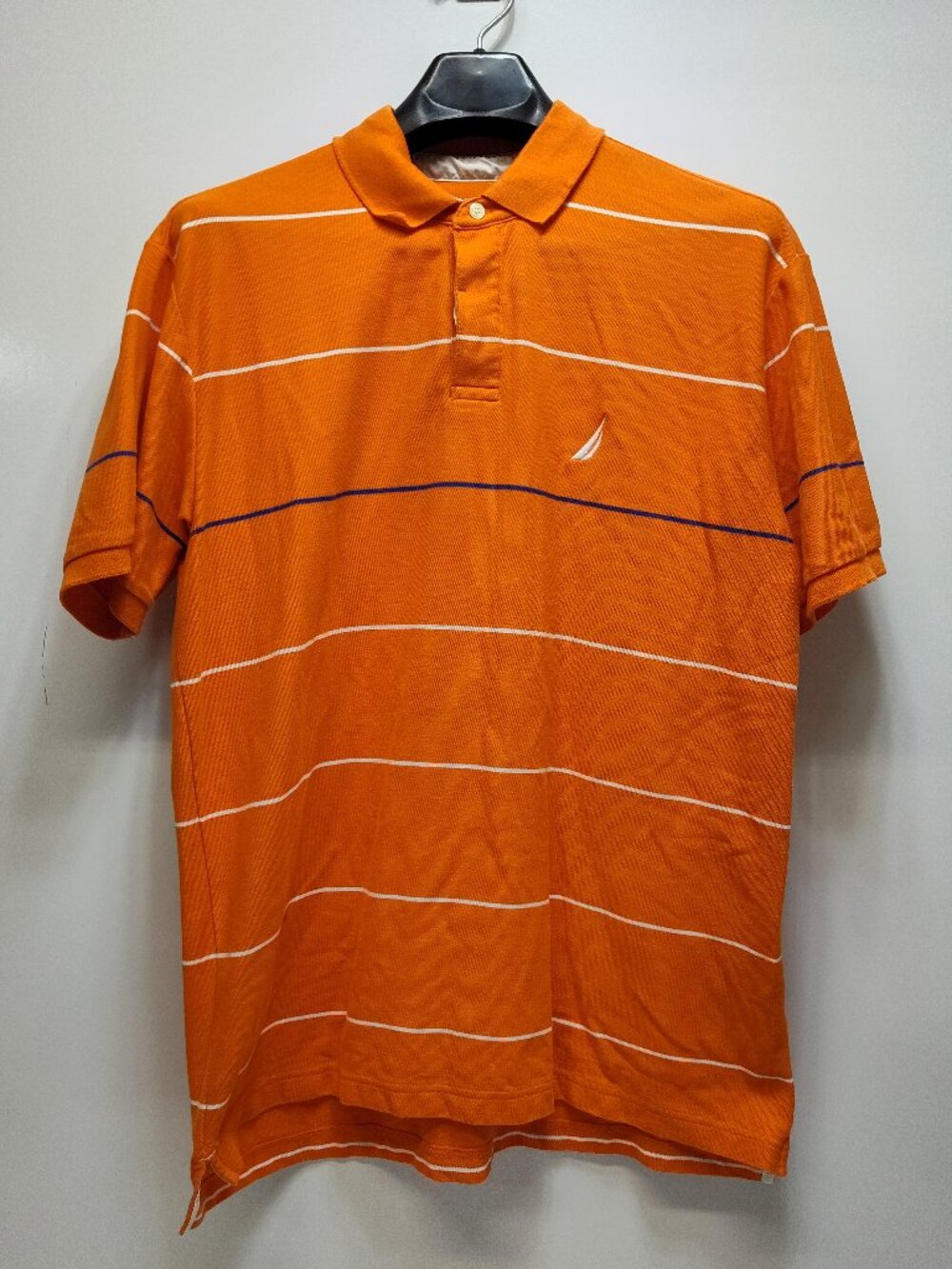Nautica Men Size XL Striped Sail Pique Short Sleeve Casual J Class Polo Shirt